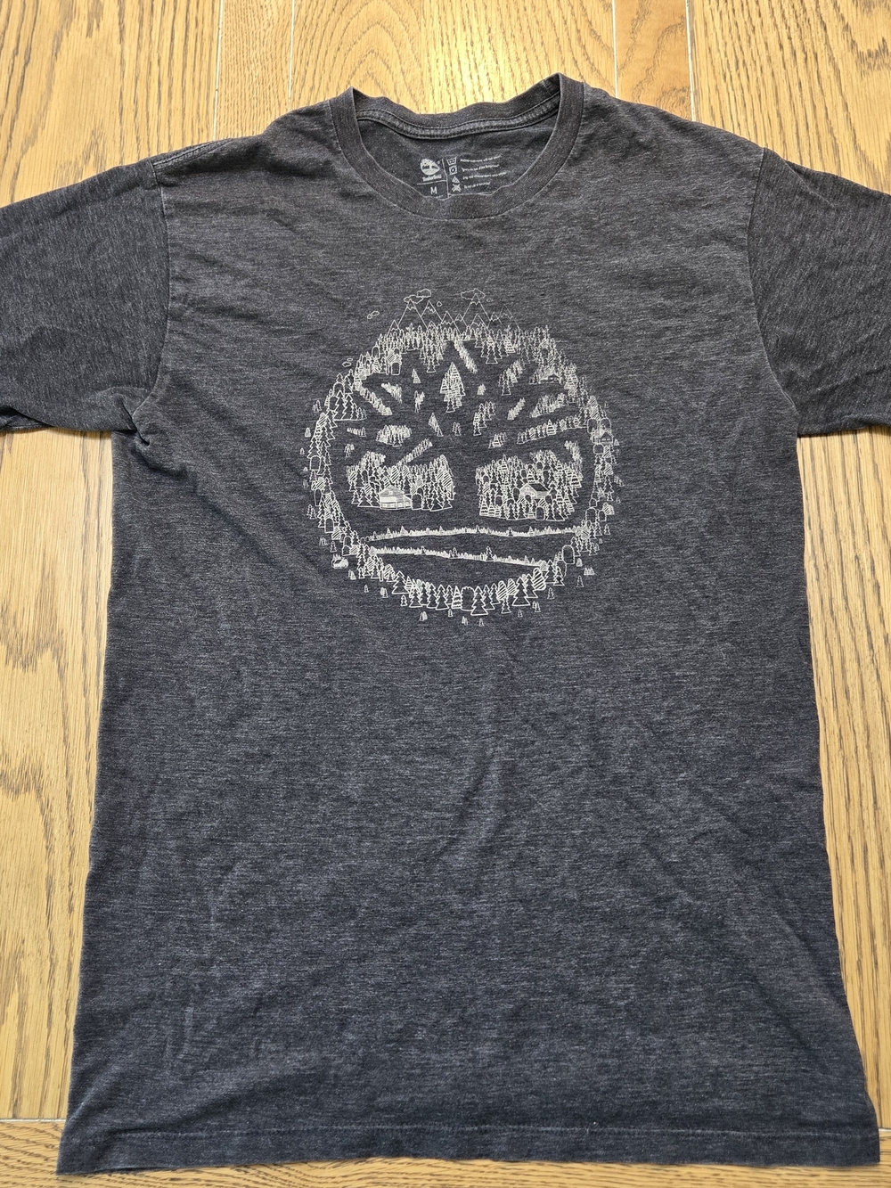 Timberland Men's Charcoal Graphic Tee with Tree Design
